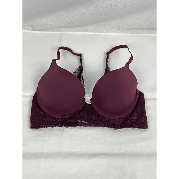 Aerie Bra Underwire Push Up Burgundy Lace Sexy Lingerie Intimates Romantic Moody - Picture 1 of 6